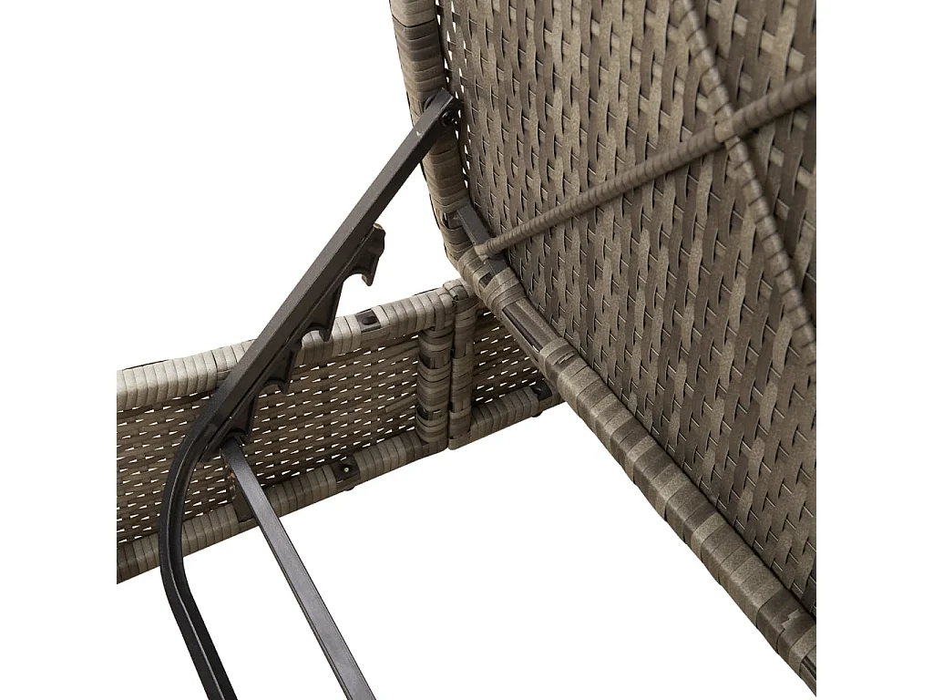 Chaise longue double avec coussins gris résine tressée