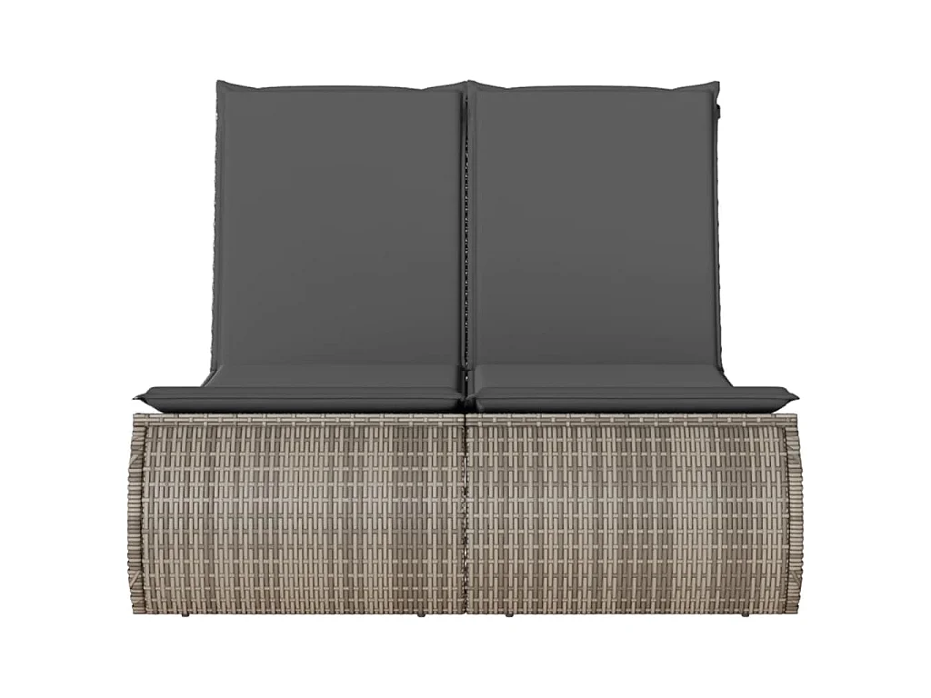 Ligbed 2-persoons met kussens poly rattan grijs