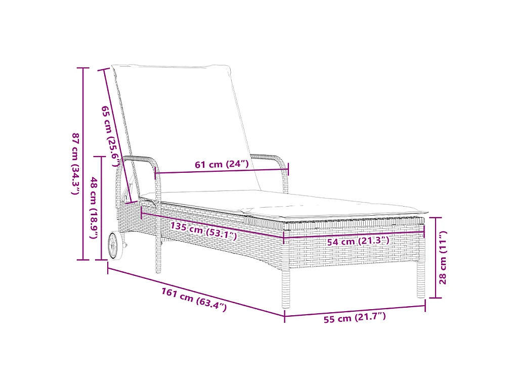 Sonnenliegen mit Auflagen 2 Stk. Grau Poly Rattan