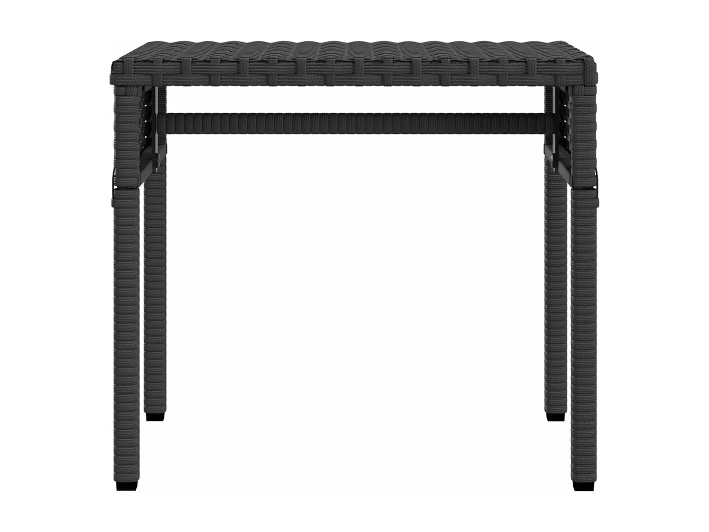 Ligbedden 2 st met luifels en tafel poly rattan zwart