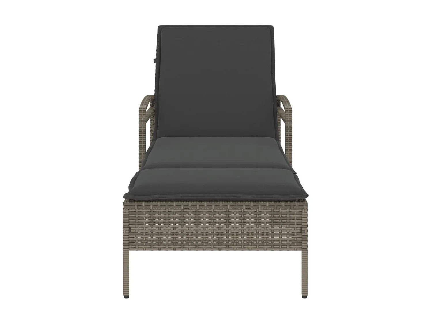 Ligbed met kussen 63x200x81 cm poly rattan grijs