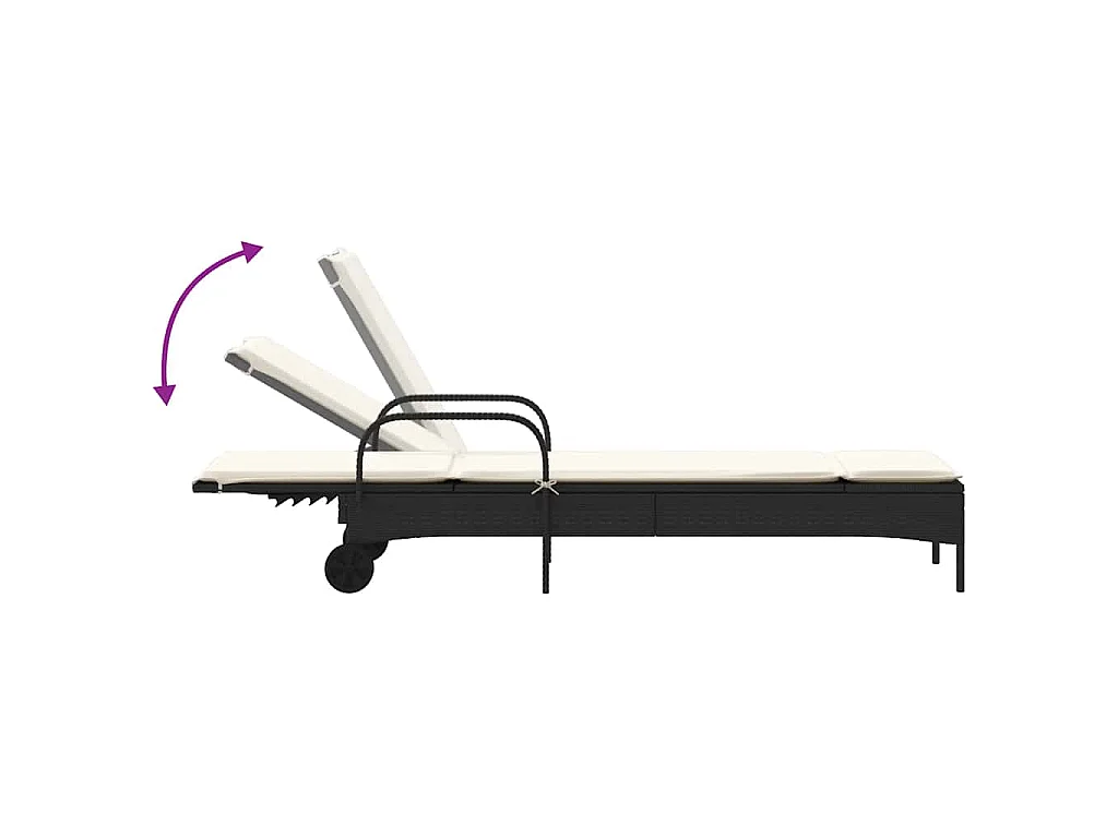 Chaises longues avec coussins lot de 2 noir résine tressée
