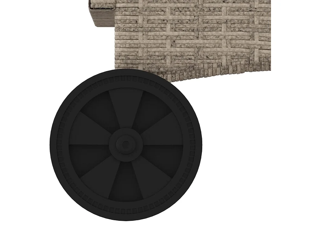 Ligbed met wielen en kussens poly rattan lichtgrijs
