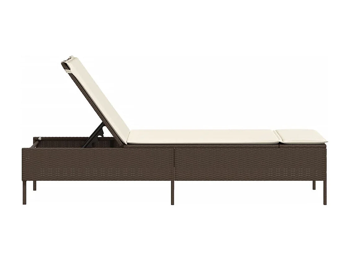 Chaise longue avec coussin marron résine tressée