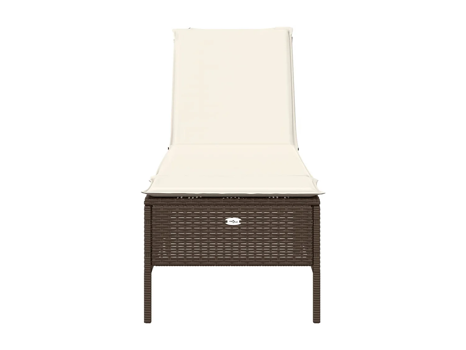 Ligbed met kussen poly rattan bruin