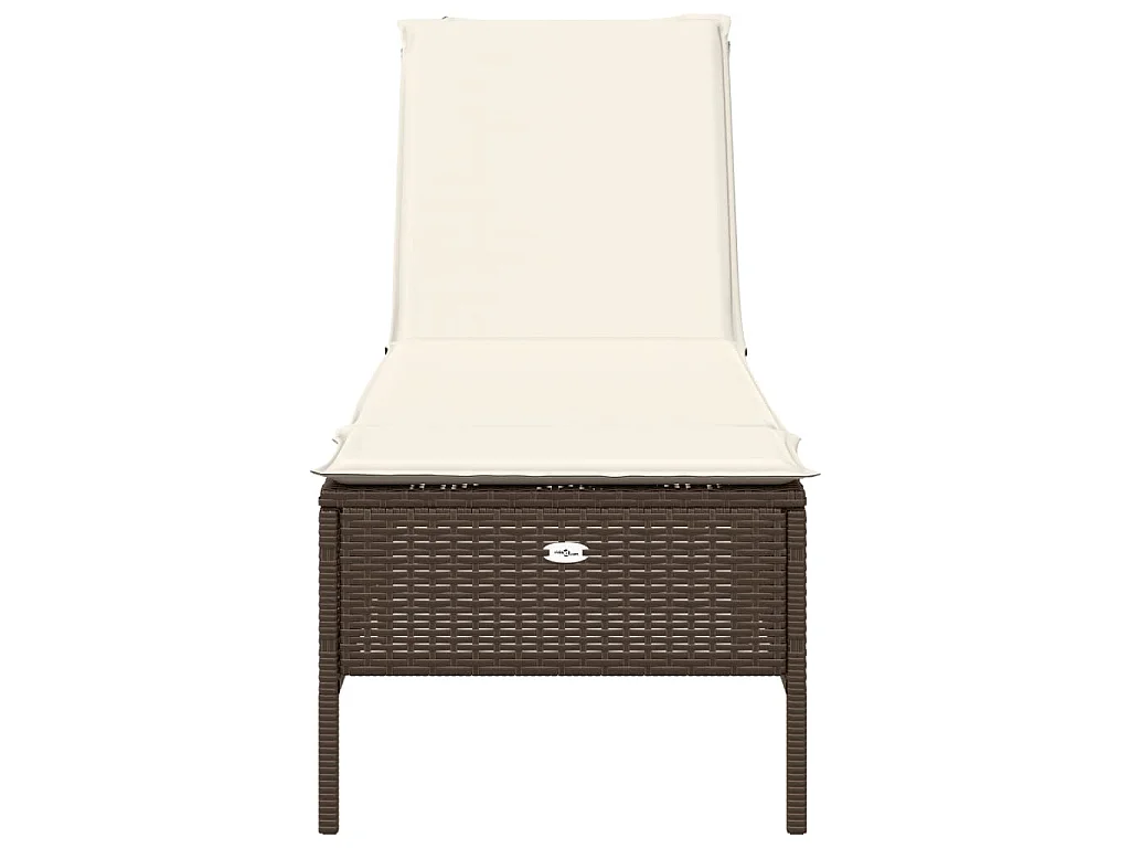 Ligbed met kussen poly rattan bruin
