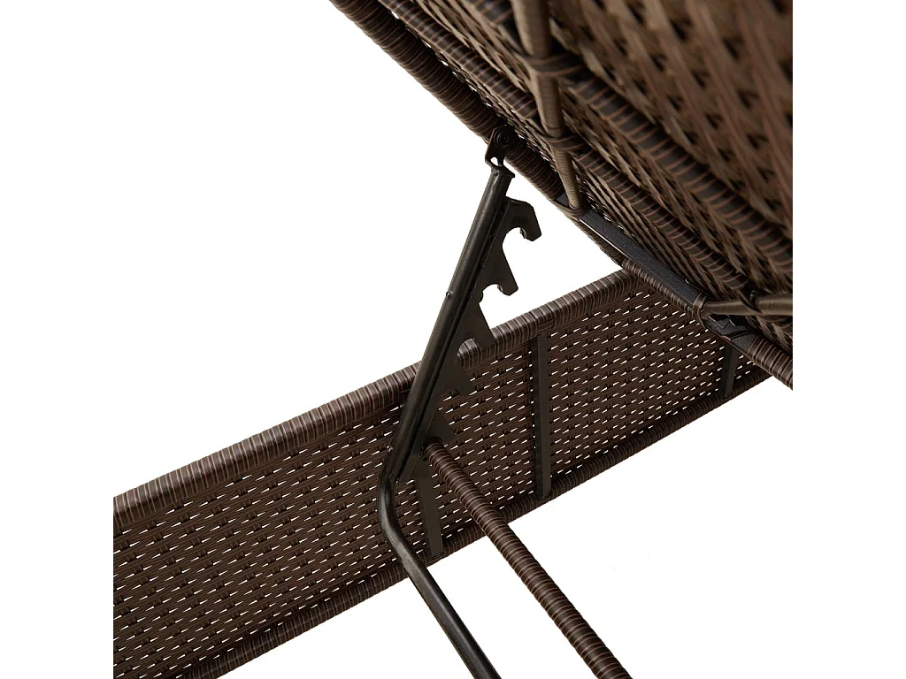 Ligbed met kussen poly rattan bruin