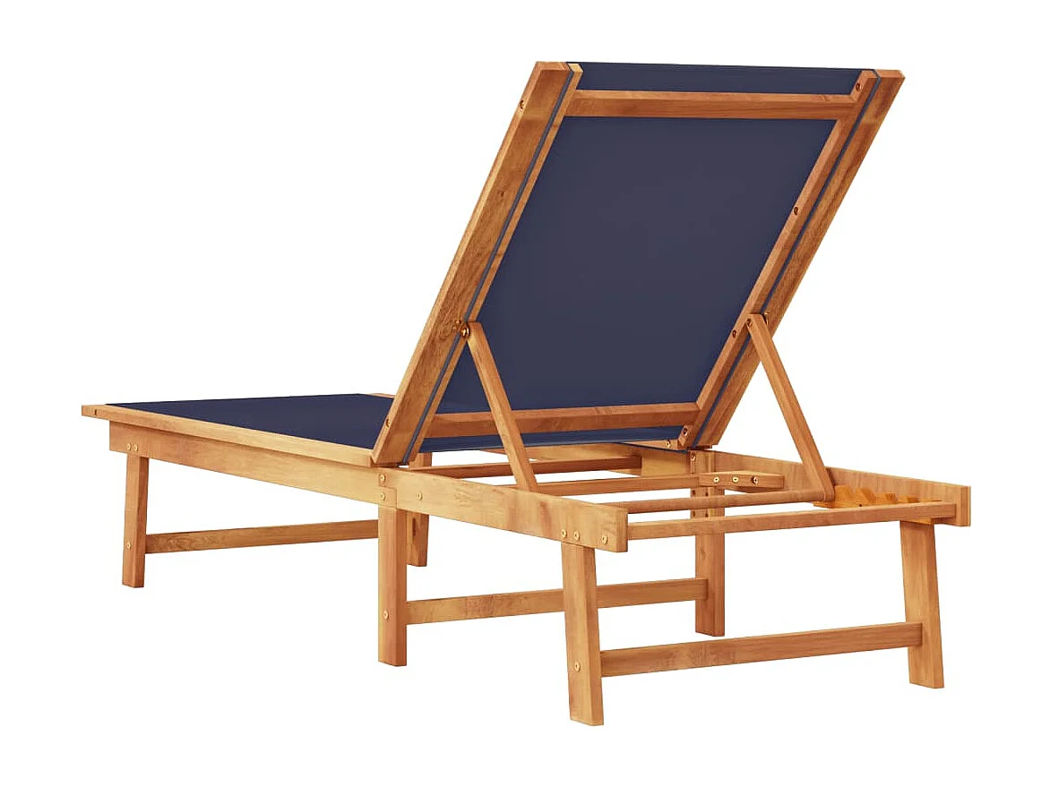 Chaise longue bleu bois d'acacia solide et textilène