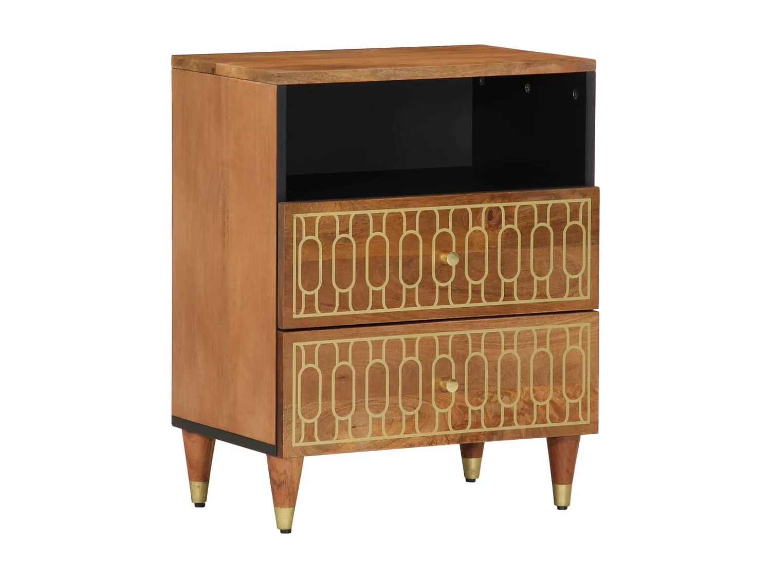 Comodino 50x33x62 cm in Legno Massello di Mango