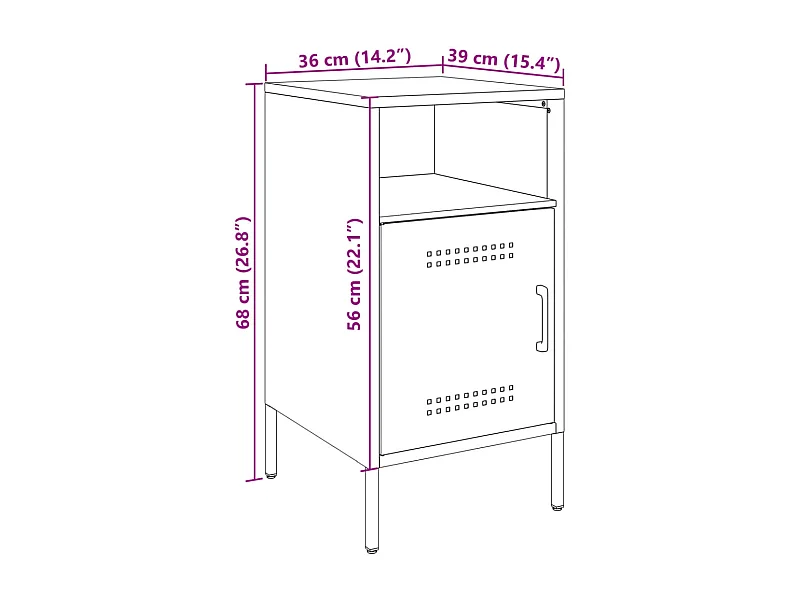 Nachttisch Weiß 36x39x68 cm Stahl