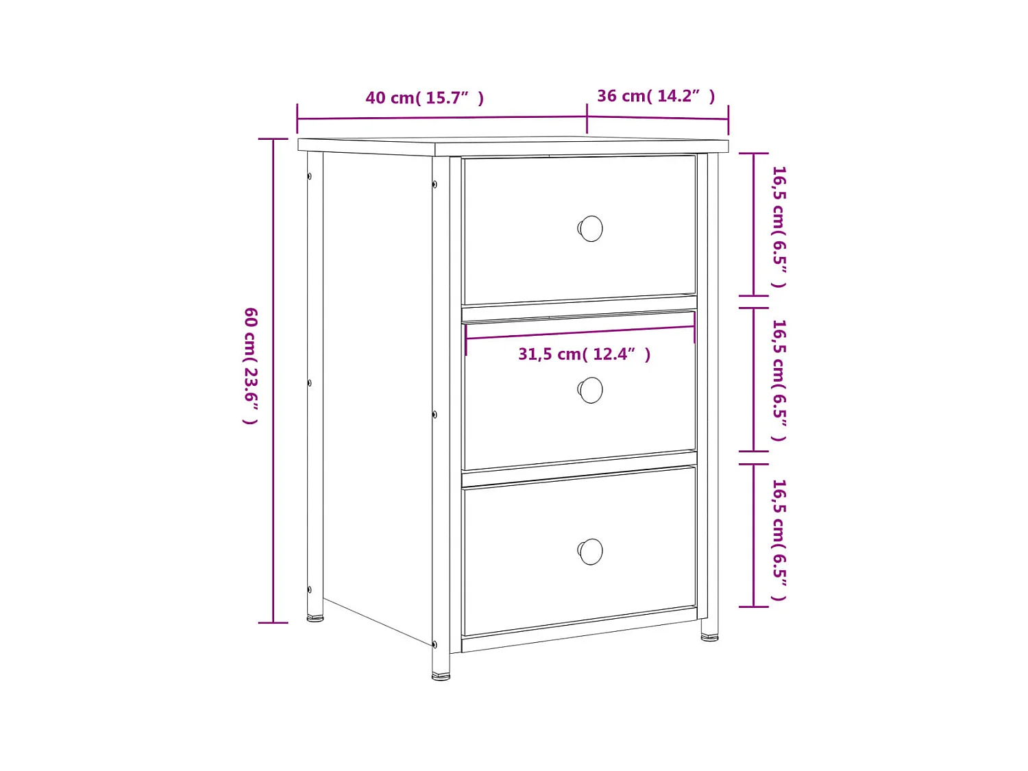 Table de chevet chêne sonoma 40x36x60 cm bois d'ingénierie