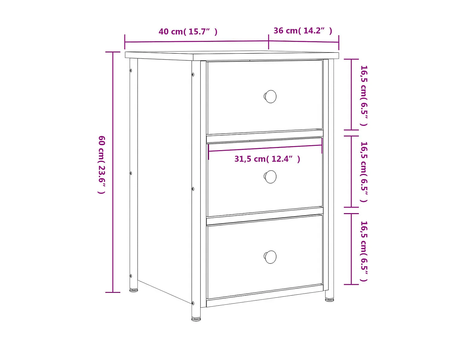 Table de chevet chêne sonoma 40x36x60 cm bois d'ingénierie