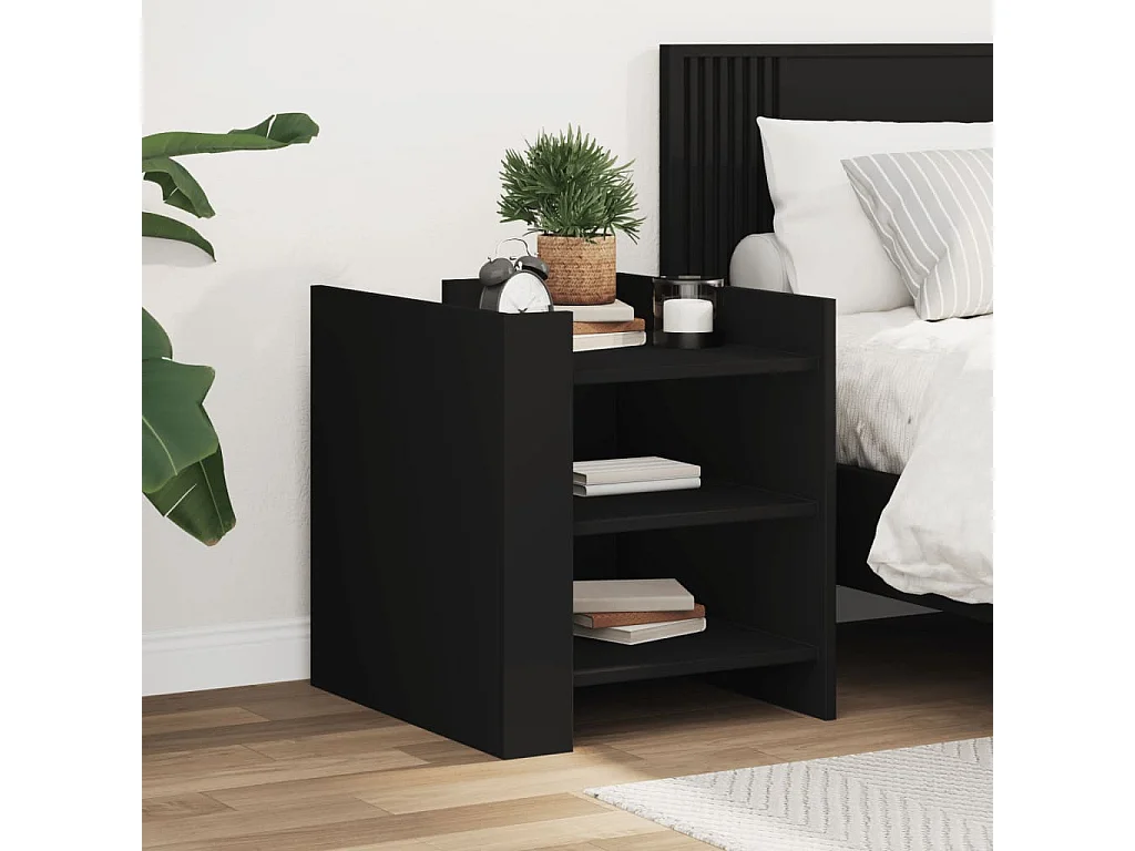 Table de chevet noir 45x50x50 cm bois d’ingénierie