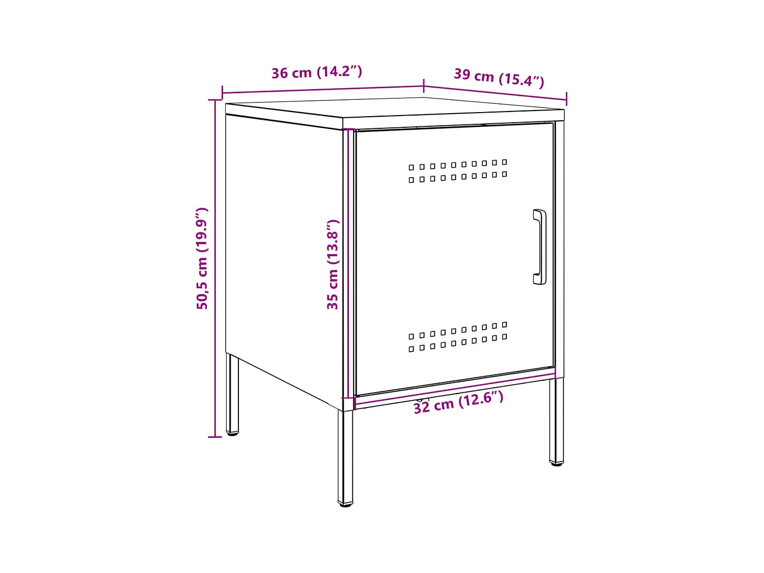 Tables de chevet 2 pcs anthracite 36x39x50,5 cm acier