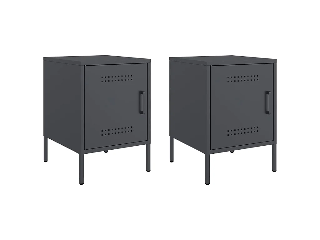 Tables de chevet 2 pcs anthracite 36x39x50,5 cm acier
