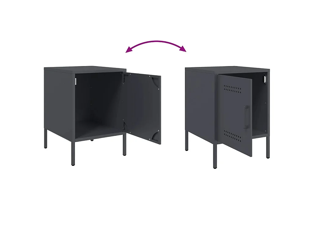 Tables de chevet 2 pcs anthracite 36x39x50,5 cm acier