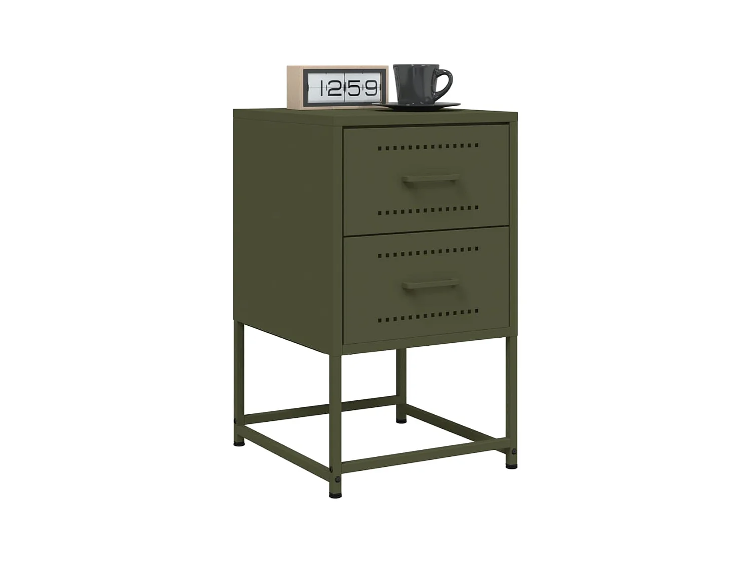 Tables de chevet 2 pcs vert olive 36x39x60,5 cm acier