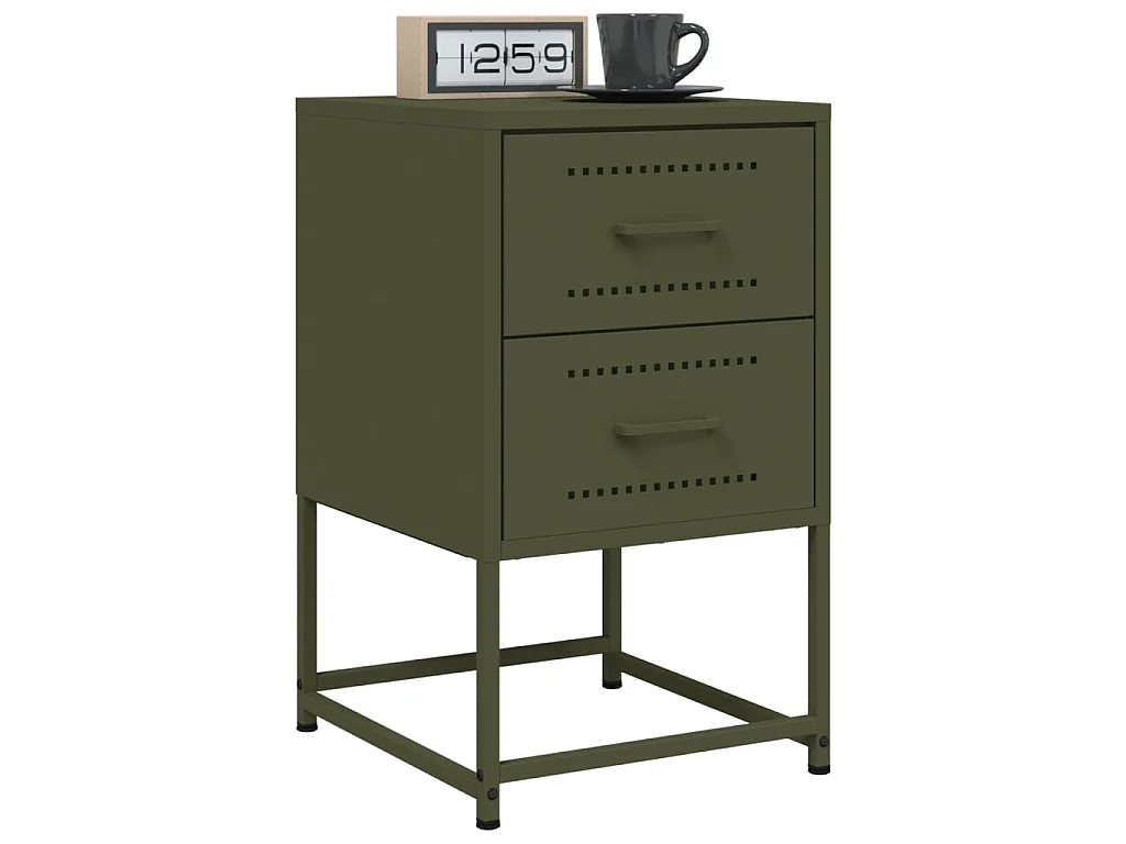 Comodini 2 pz Verde Oliva 36x39x60,5 cm in Acciaio