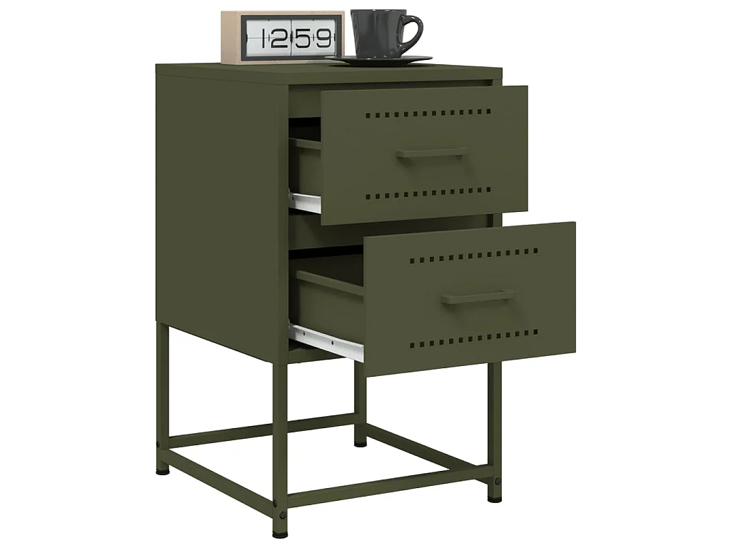 Comodini 2 pz Verde Oliva 36x39x60,5 cm in Acciaio