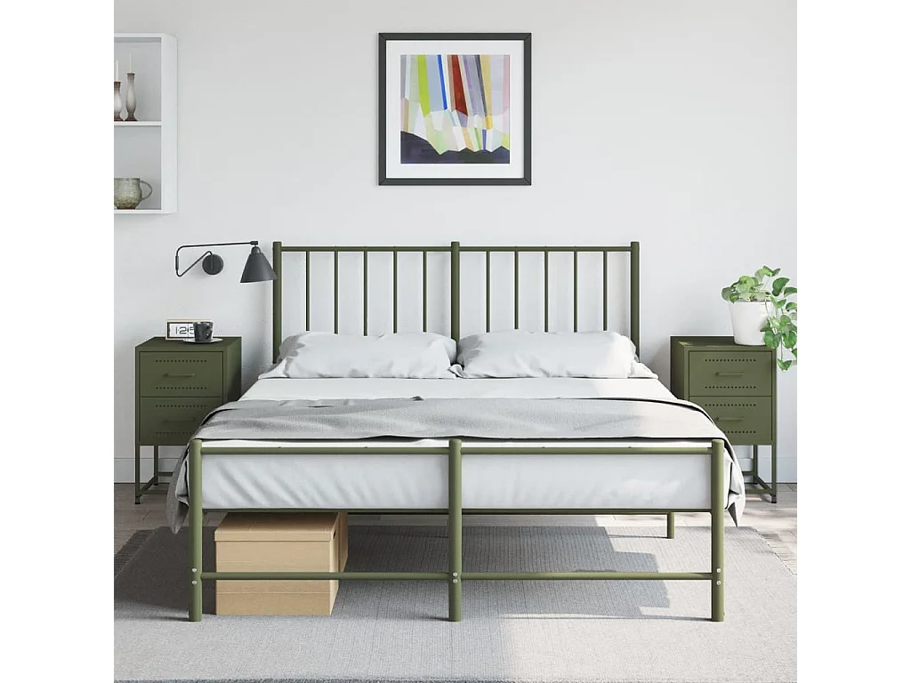 Comodini 2 pz Verde Oliva 36x39x60,5 cm in Acciaio