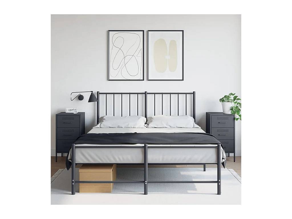 Table de chevet 2 pcs anthracite 36x39x68 cm acier
