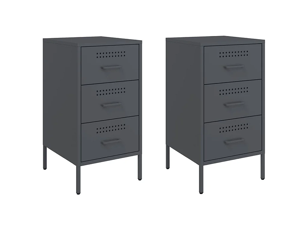 Table de chevet 2 pcs anthracite 36x39x68 cm acier