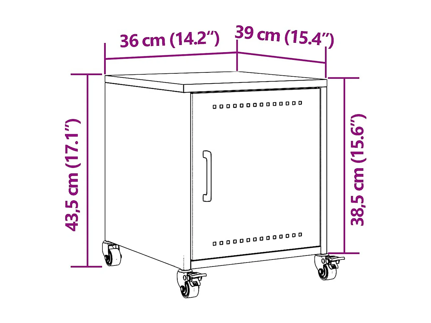 Nachttisch Schwarz 36x39x43,5 cm Stahl