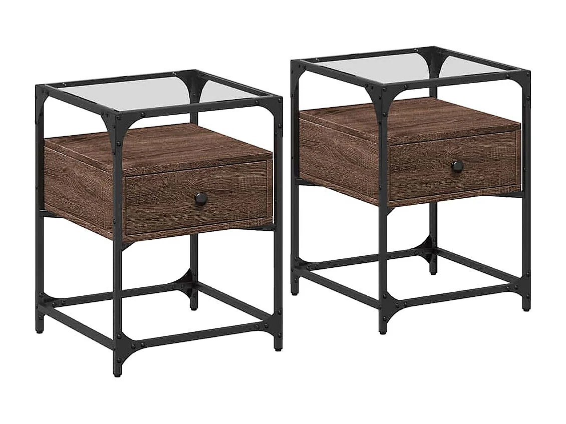 Nachtkastjes 2 st 40x40x55 cm bewerkt hout bruin eikenkleurig