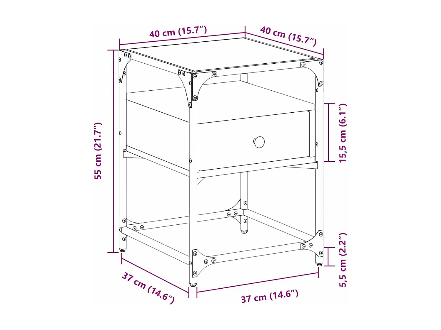 Nachttische 2 Stk. Braun Eichen-Optik 40x40x55 cm Holzwerkstoff