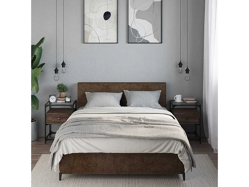 Comodini 2 pz Rovere Marrone 40x40x55 cm in Legno Multistrato