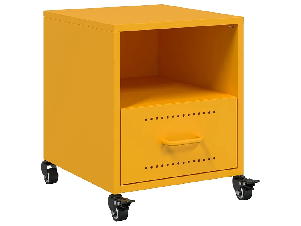 Table de chevet jaune moutarde 36x39x43,5 cm acier