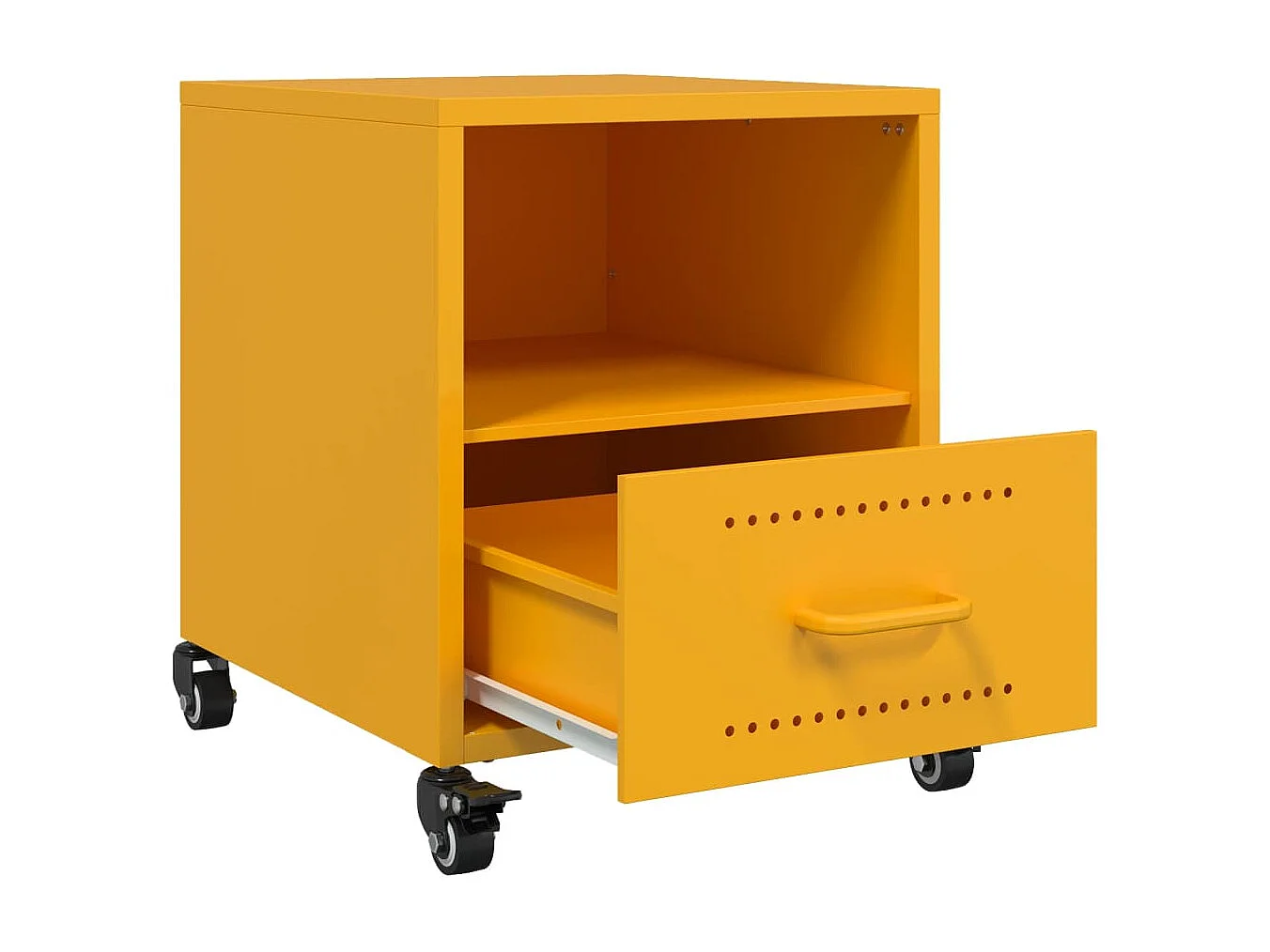 Table de chevet jaune moutarde 36x39x43,5 cm acier