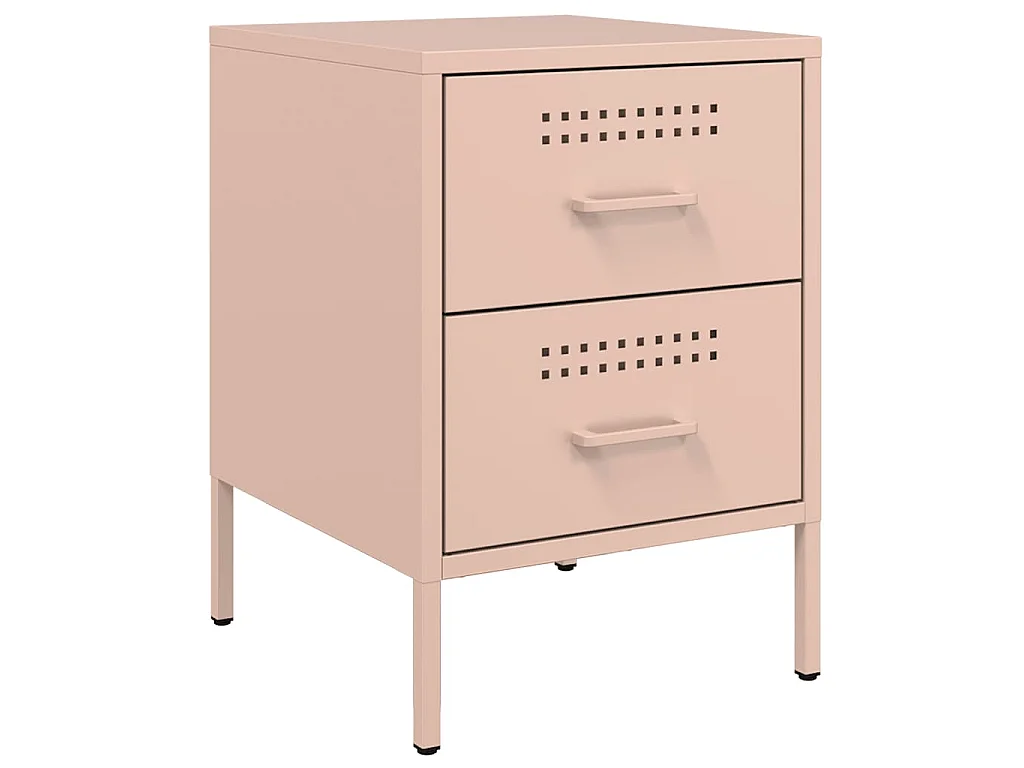 Nachtkastjes 2 st 36x39x50,5 cm staal roze