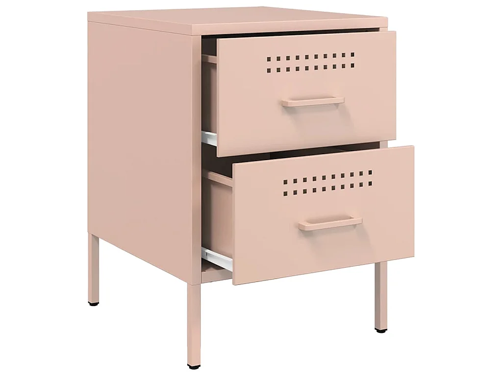 Nachtkastjes 2 st 36x39x50,5 cm staal roze