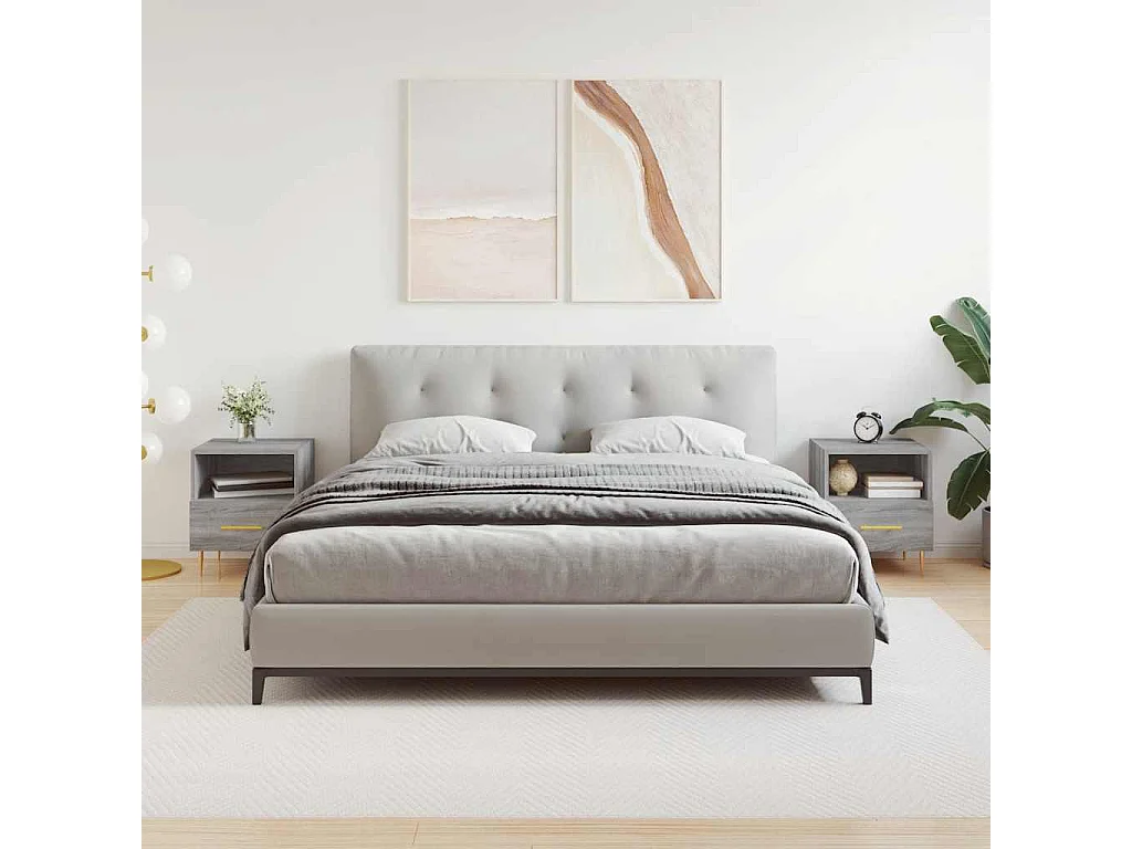 Comodini 2 pz Grigio Sonoma 40x35x47,5 cm in Legno Multistrato