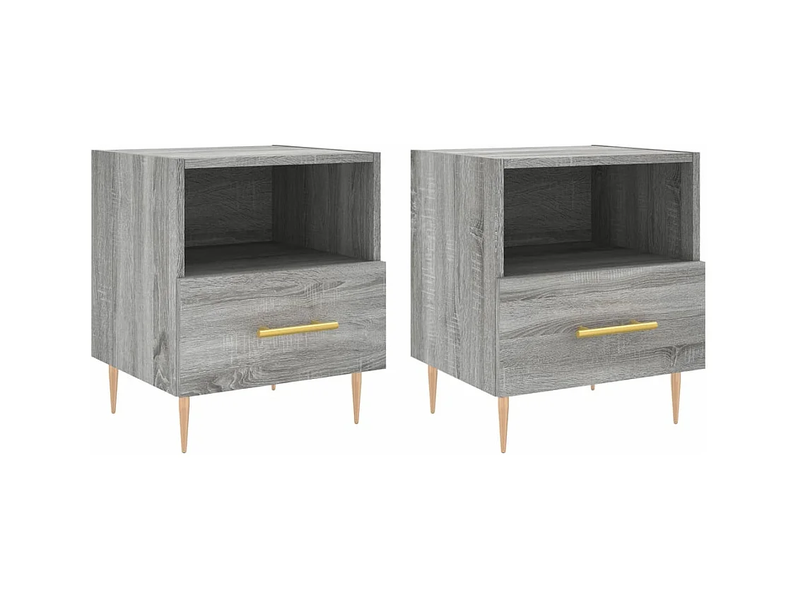 Tables de chevet 2 pcs sonoma gris 40x35x47,5 cm