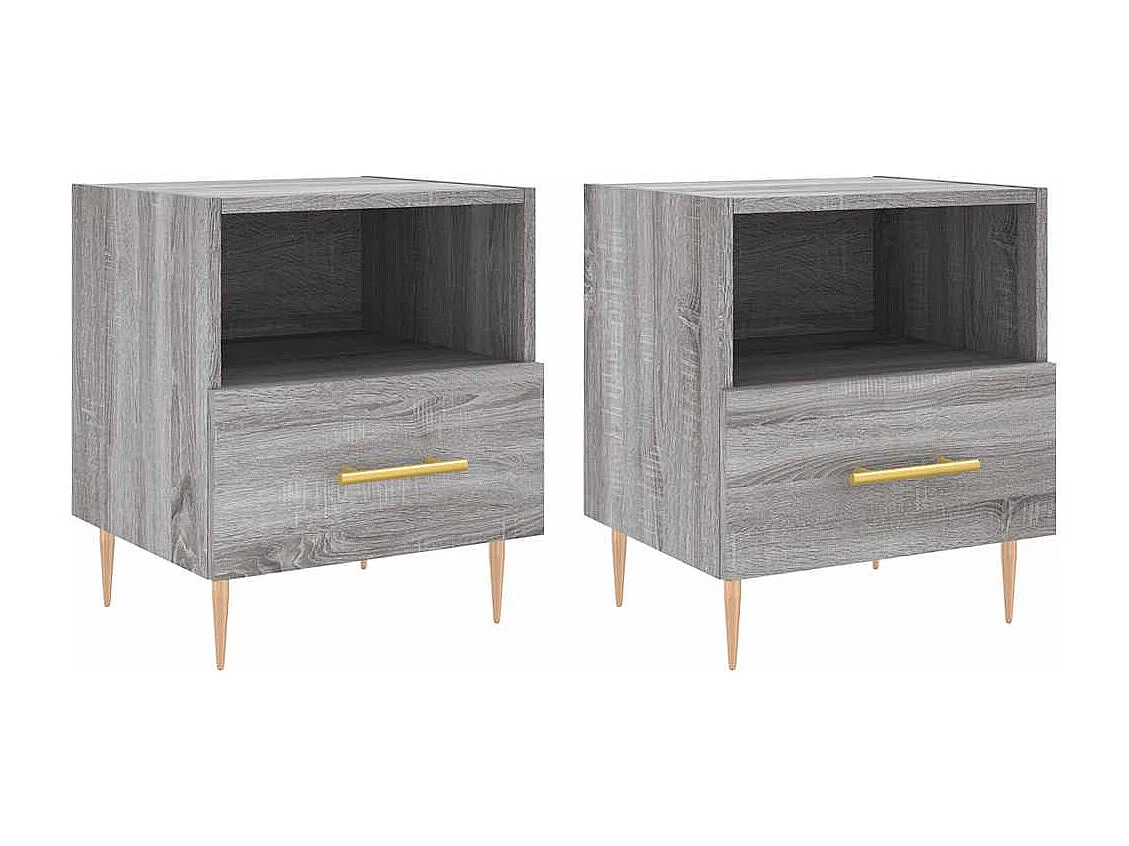 Nachtkastjes 2 st 40x35x47,5 cm bewerkt hout grijs sonoma eiken