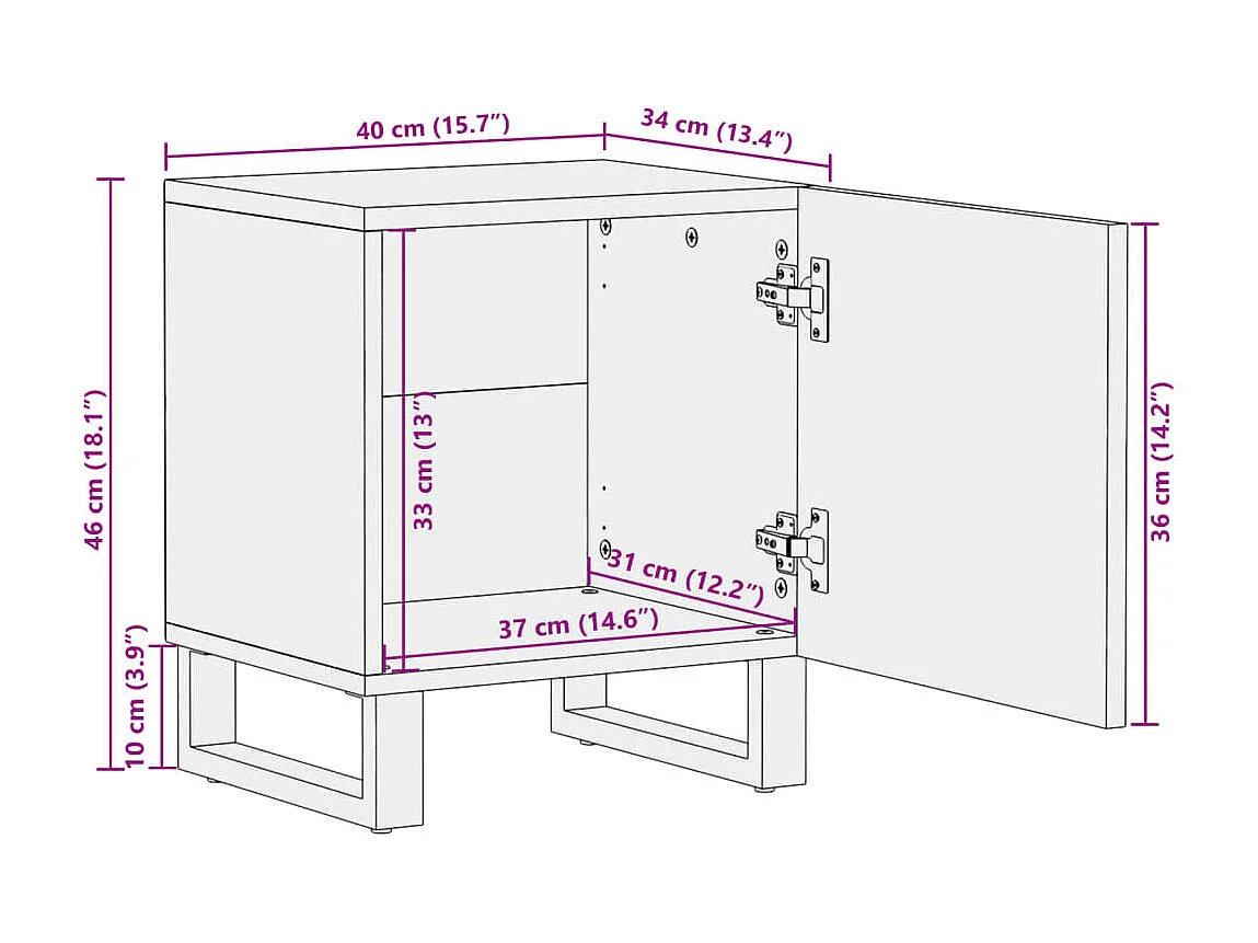 Nachttische 2 Stk. 40x34x46 cm Altholz Massiv