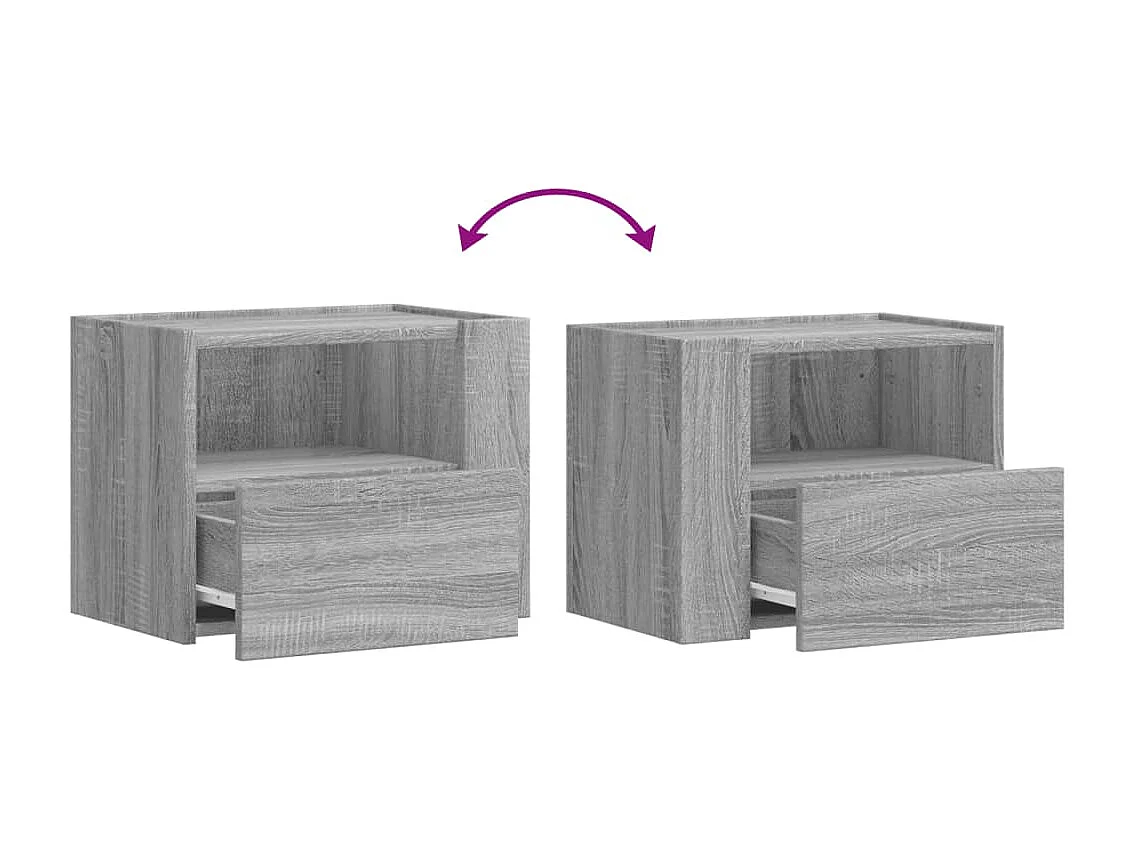 Mesa de cabeceira de parede 45x30x35 cm cinzento sonoma