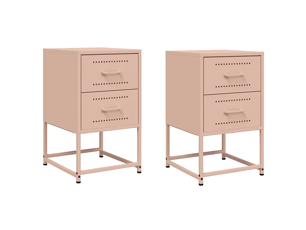 Tables de chevet 2 pcs rose 36x39x60,5 cm acier
