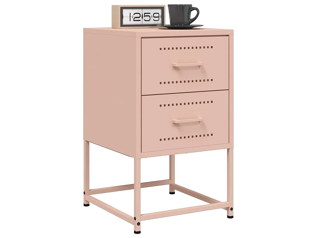 Tables de chevet 2 pcs rose 36x39x60,5 cm acier