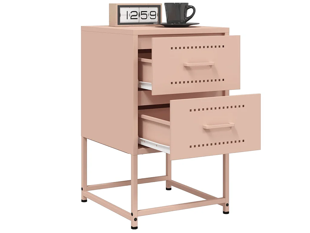 Tables de chevet 2 pcs rose 36x39x60,5 cm acier