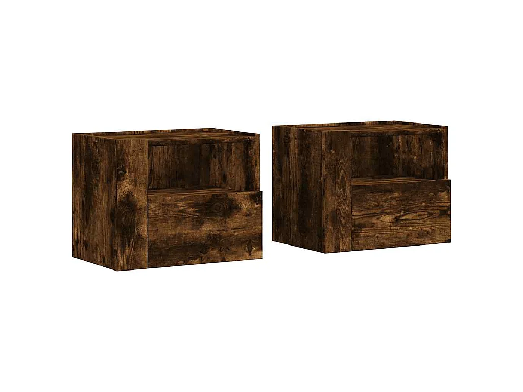 Mesas de cabeceira de parede 2 pcs 45x30x35 cm carvalho fumado