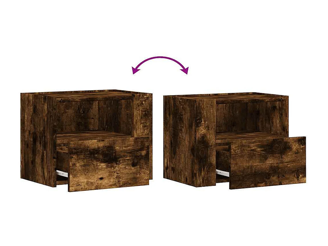 Mesas de cabeceira de parede 2 pcs 45x30x35 cm carvalho fumado