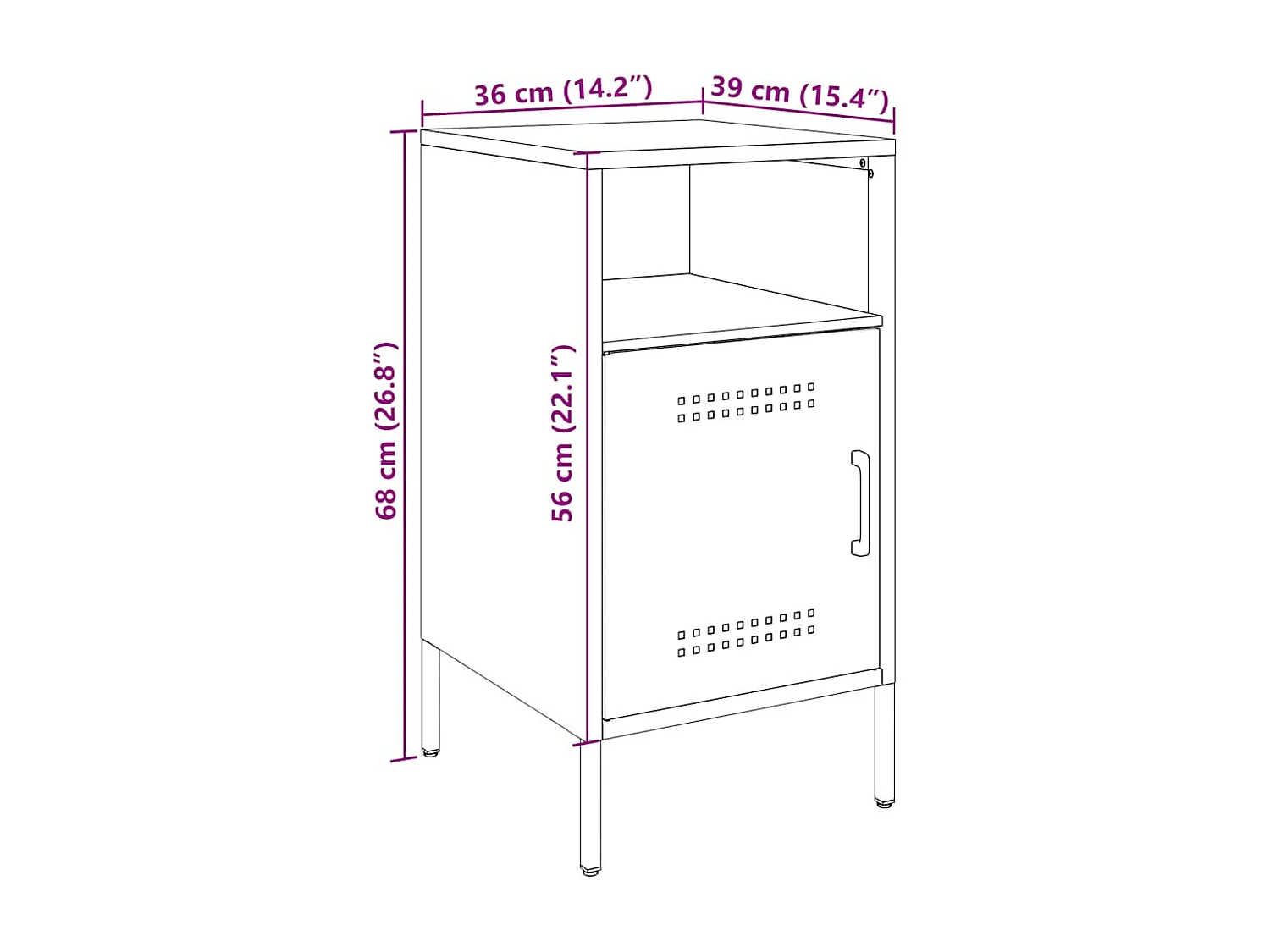 Nachtkastjes 2 st 36x39x68 cm staal wit