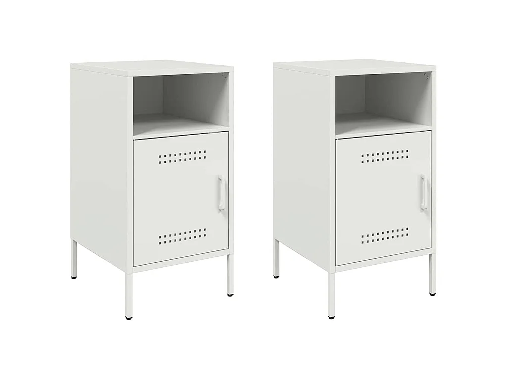 Tables de chevet 2 pcs blanc 36x39x68 cm acier