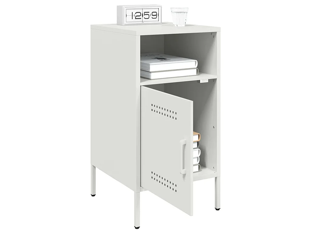 Tables de chevet 2 pcs blanc 36x39x68 cm acier