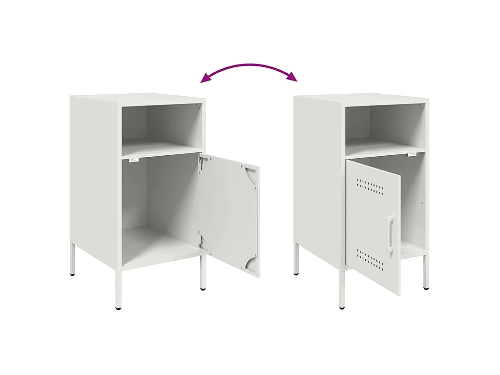 Tables de chevet 2 pcs blanc 36x39x68 cm acier