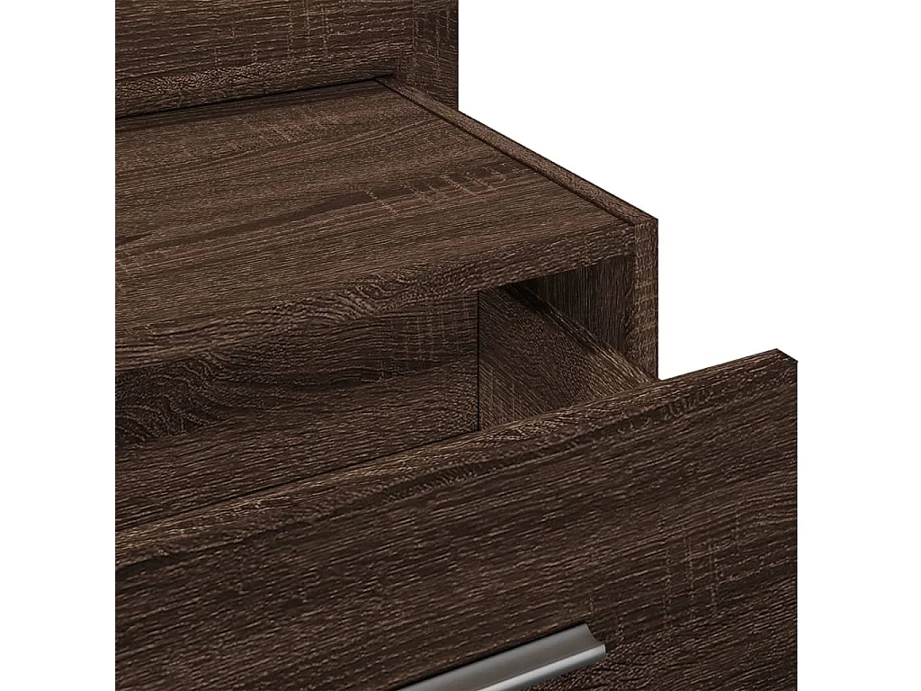 Table de chevet murale avec lumières LED chêne marron