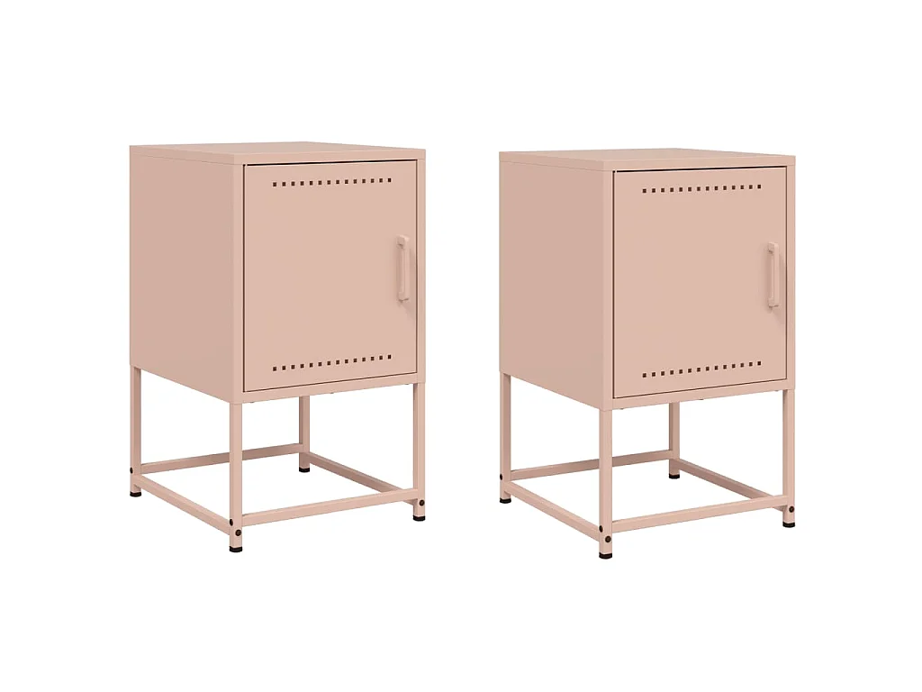 Comodini 2 pz Rosa 36x39x60,5 cm in Acciaio